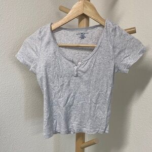 Brandy Melville Light Gray Crop Top with Buttons